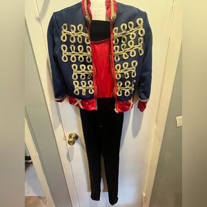 Weissman, LC, 2 piece pantsuit leo, black/red/navy/gold
